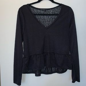 Lulus Black peplum v neck cropped blouse